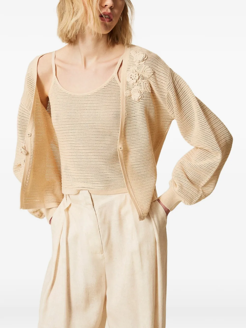 TWINSET Vest en top met mesh Beige
