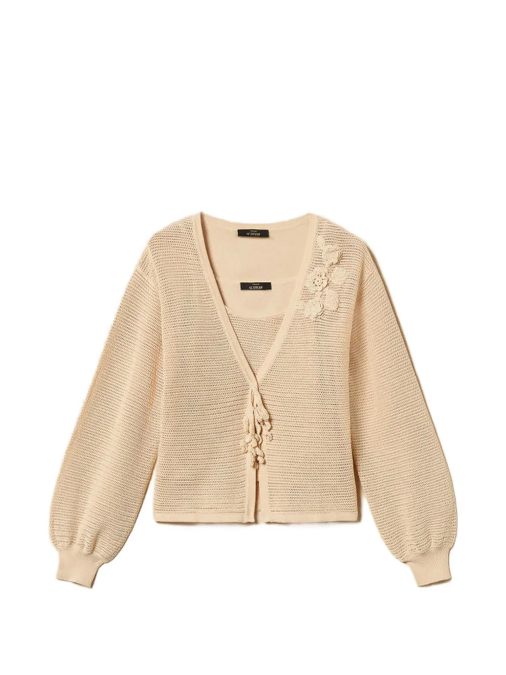TWINSET mesh stitch cardigan and top - Toni neutri
