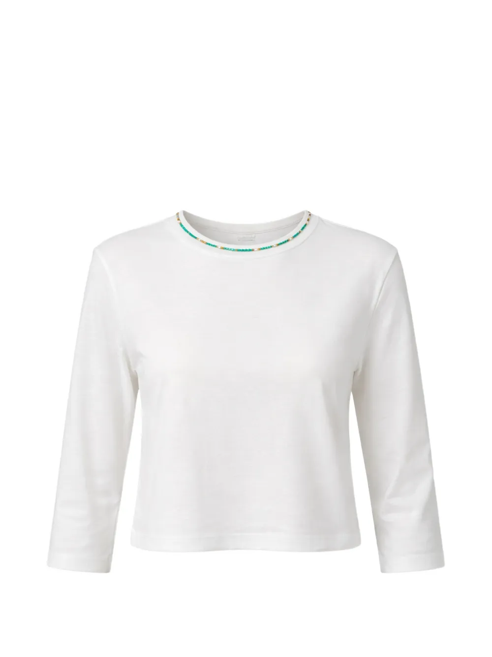 Reformation Lewis beaded-neck T-shirt - Bianco