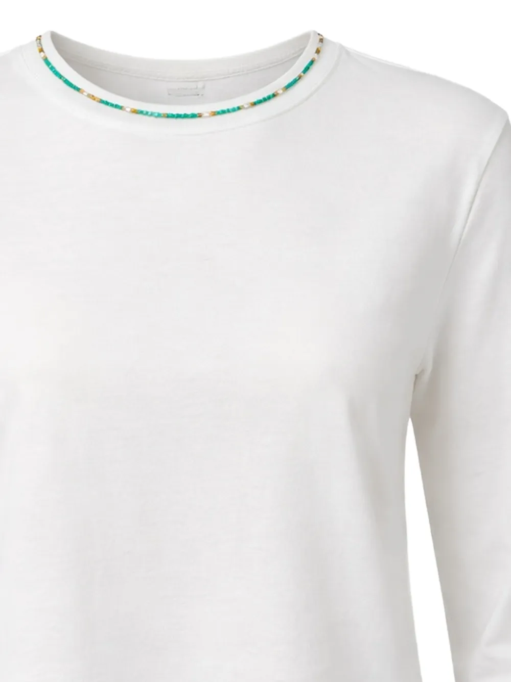  Reformation Lewis Beaded-neck T-shirt - White 