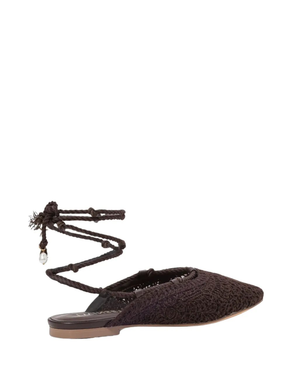 TWINSET crochet-deisgn lace-up flat mules Bruin