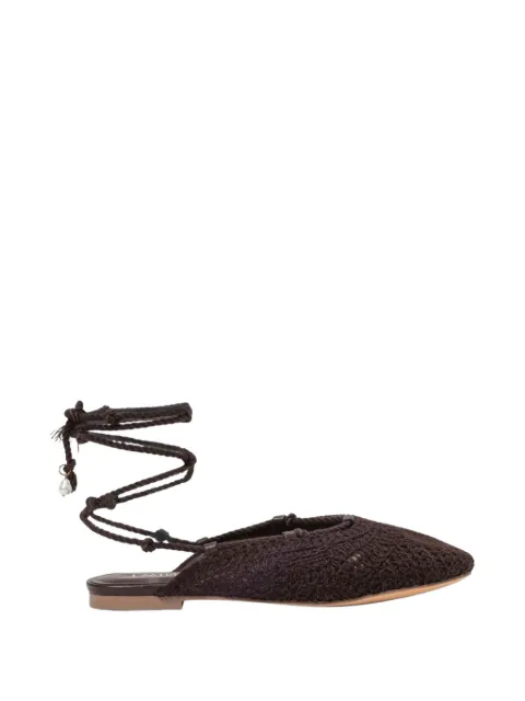 TWINSET crochet-deisgn lace-up flat mules