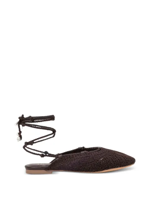 TWINSET crochet-deisgn lace-up flat mules