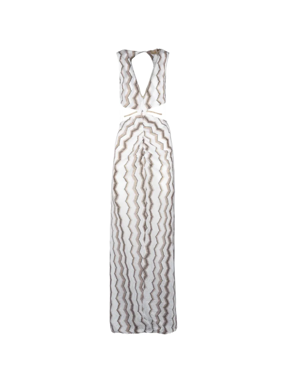 PHO FIRENZE cutout zigzag V-neck dress - Bianco