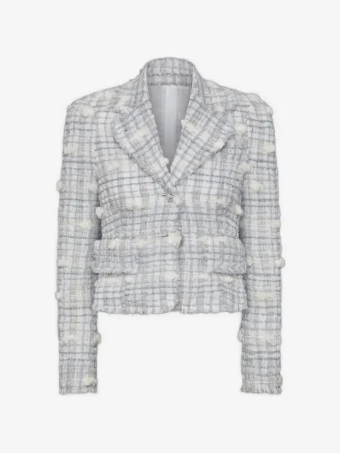Thom Browne Repp stripe tweed pouf tweed cropped jacket