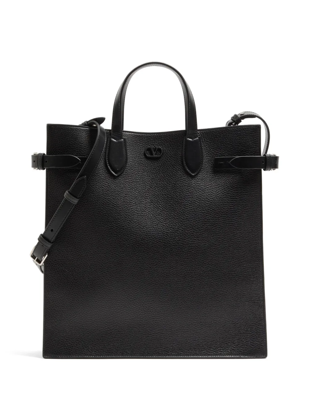 Valentino Garavani Antibes mittelgroße Shopping Bag aus genarbtem Leder - Schwarz