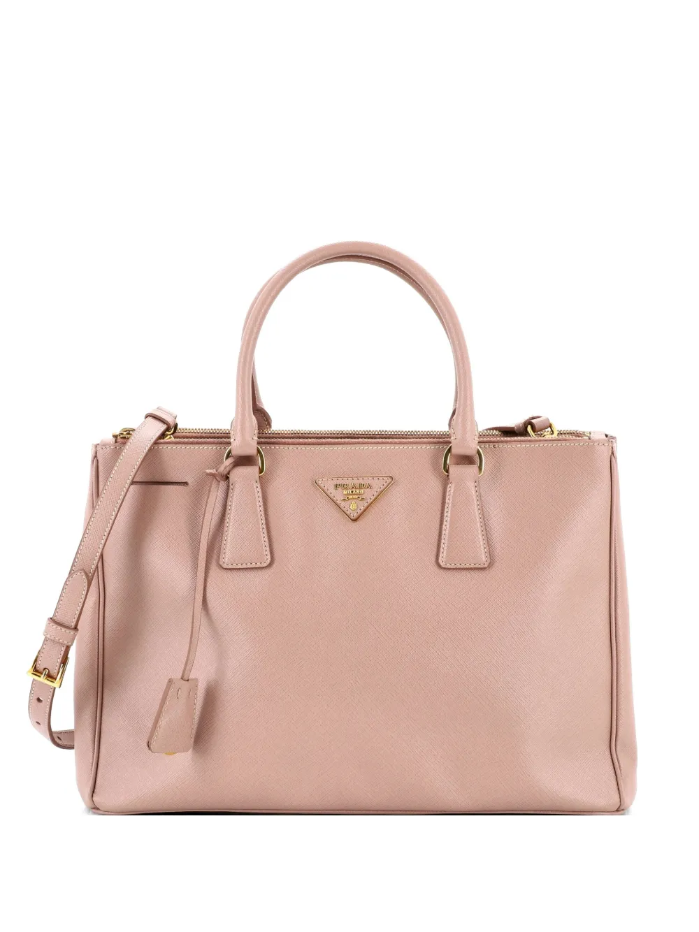 Prada Pre-Owned Double Zip Lux Saffiano Leather Medium tote bag - Neutrals
