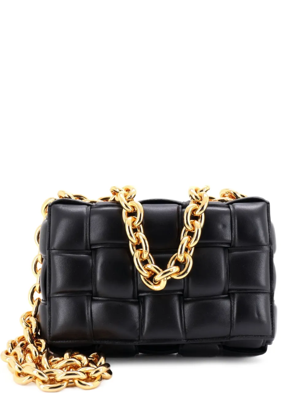 Bottega Veneta Pre-Owned Cassette Chain Padded Maxi Intrecciato Leather crossbody bag - Nero