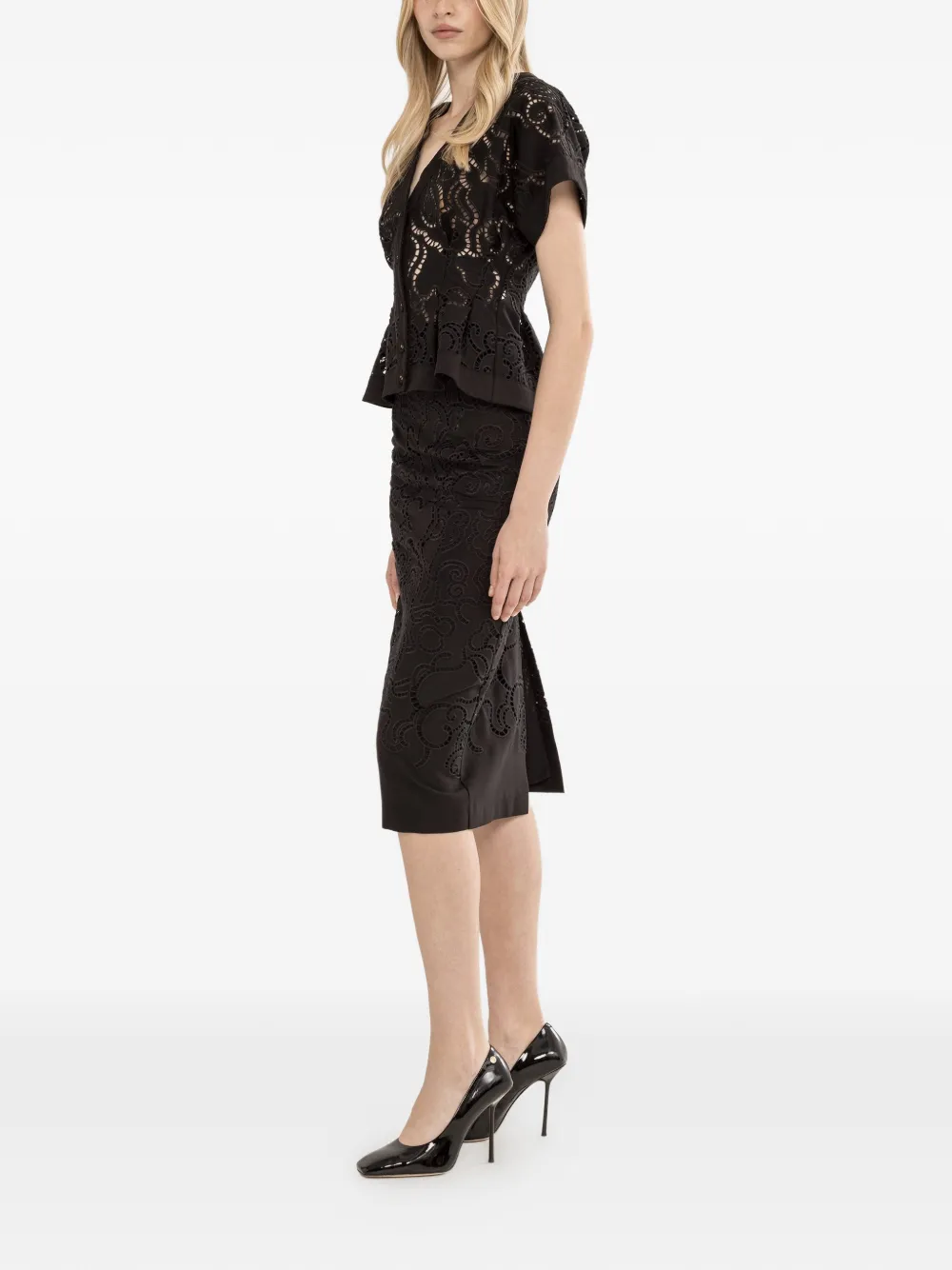  Nissa Embroidered Midi Skirt - Black 