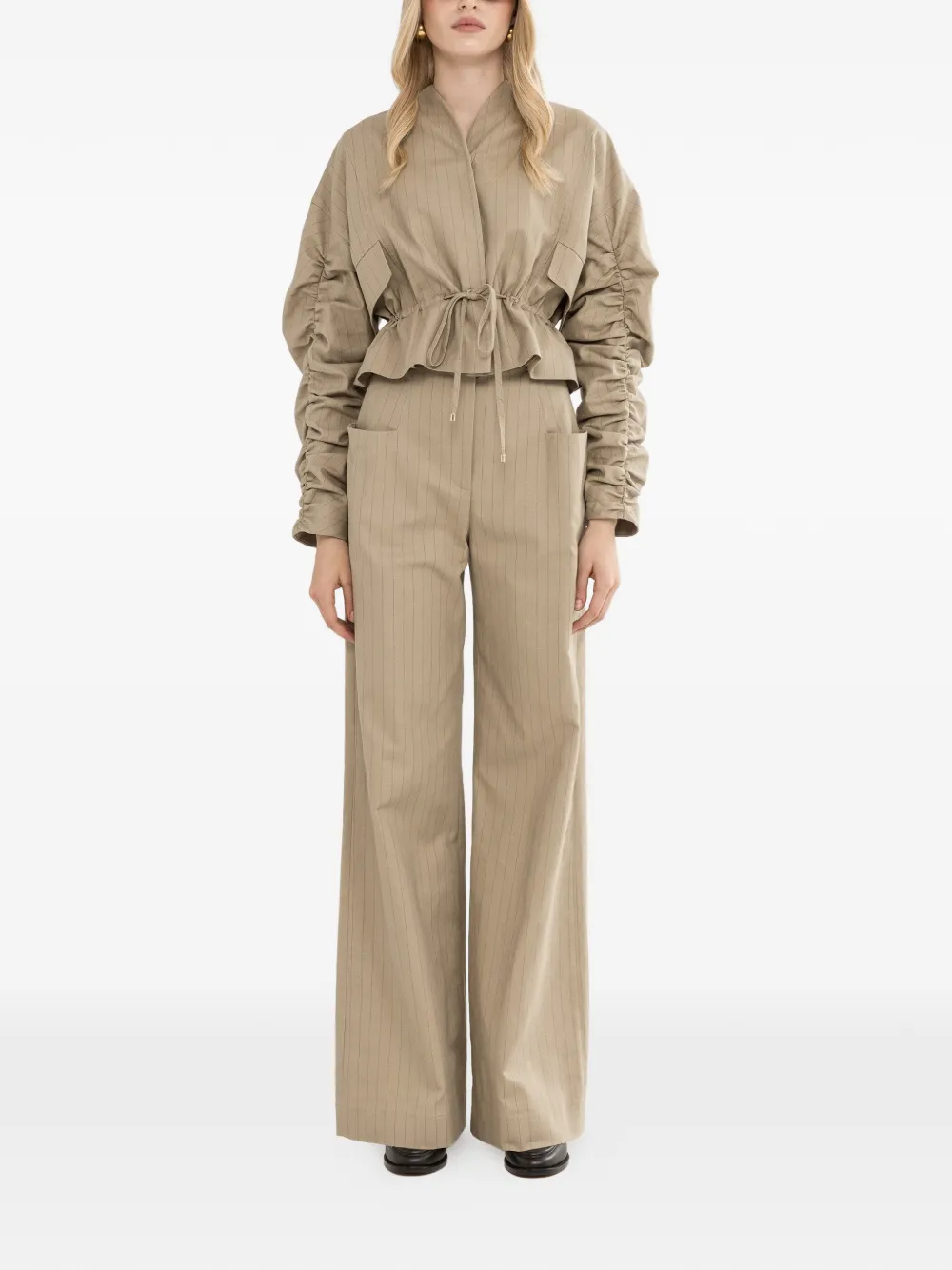 NISSA Gestreept katoenen jack Beige