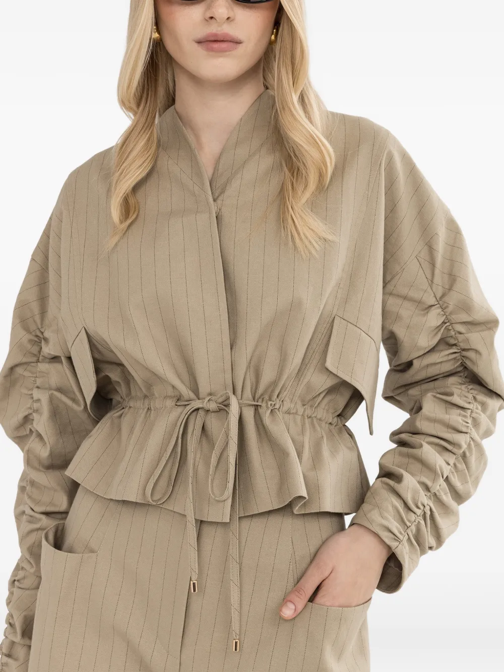 NISSA Gestreept katoenen jack Beige