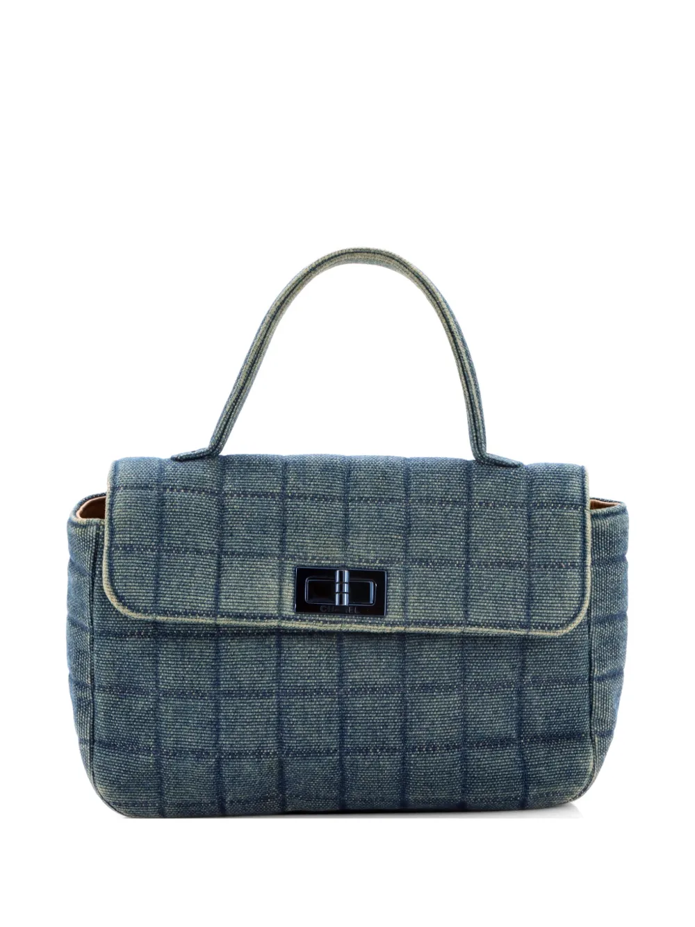 CHANEL Pre-Owned Chocolate Bar Mademoiselle Top Handle Bag Quilted Denim Small satchel - Blau