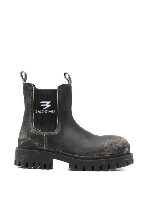 Balenciaga slate leather chelsea ankle boots