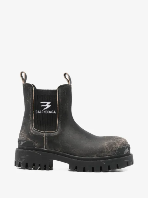Balenciaga slate leather chelsea ankle boots