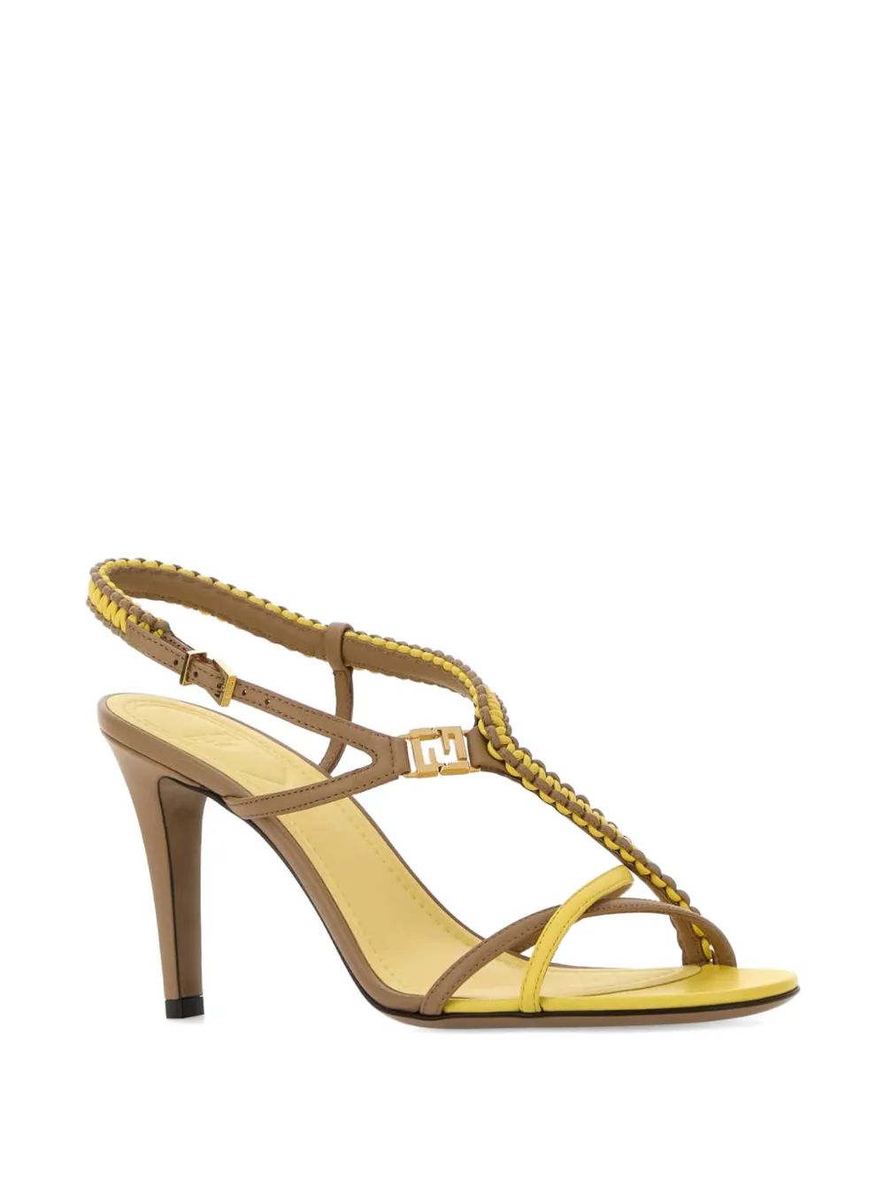 FENDI FFold two-tone ffold leather sandals Geel