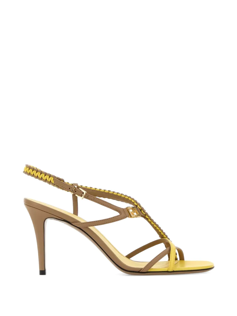 FENDI FFold two-tone ffold leather sandals Geel