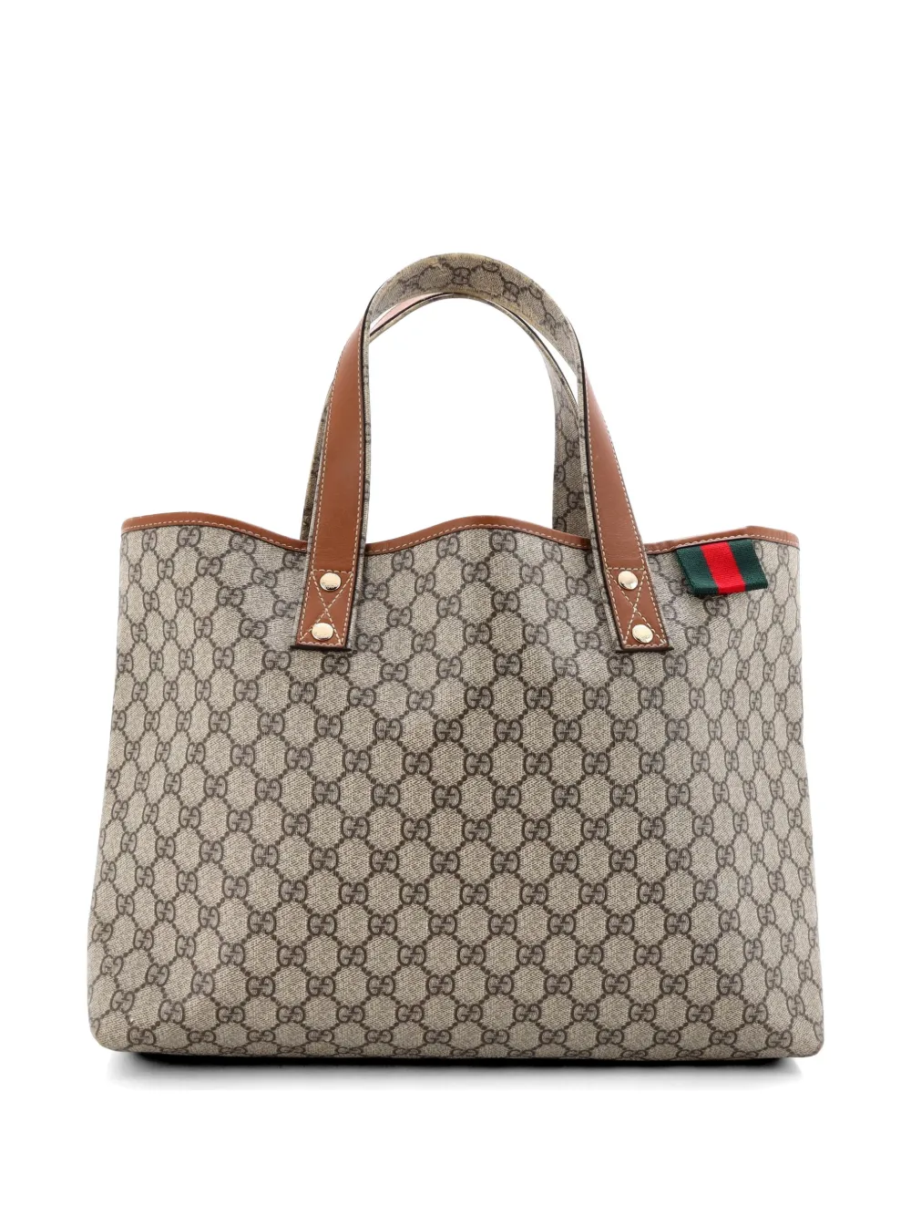 Gucci Pre-Owned Web Loop GG Coated Canvas Medium tote bag - Marrone