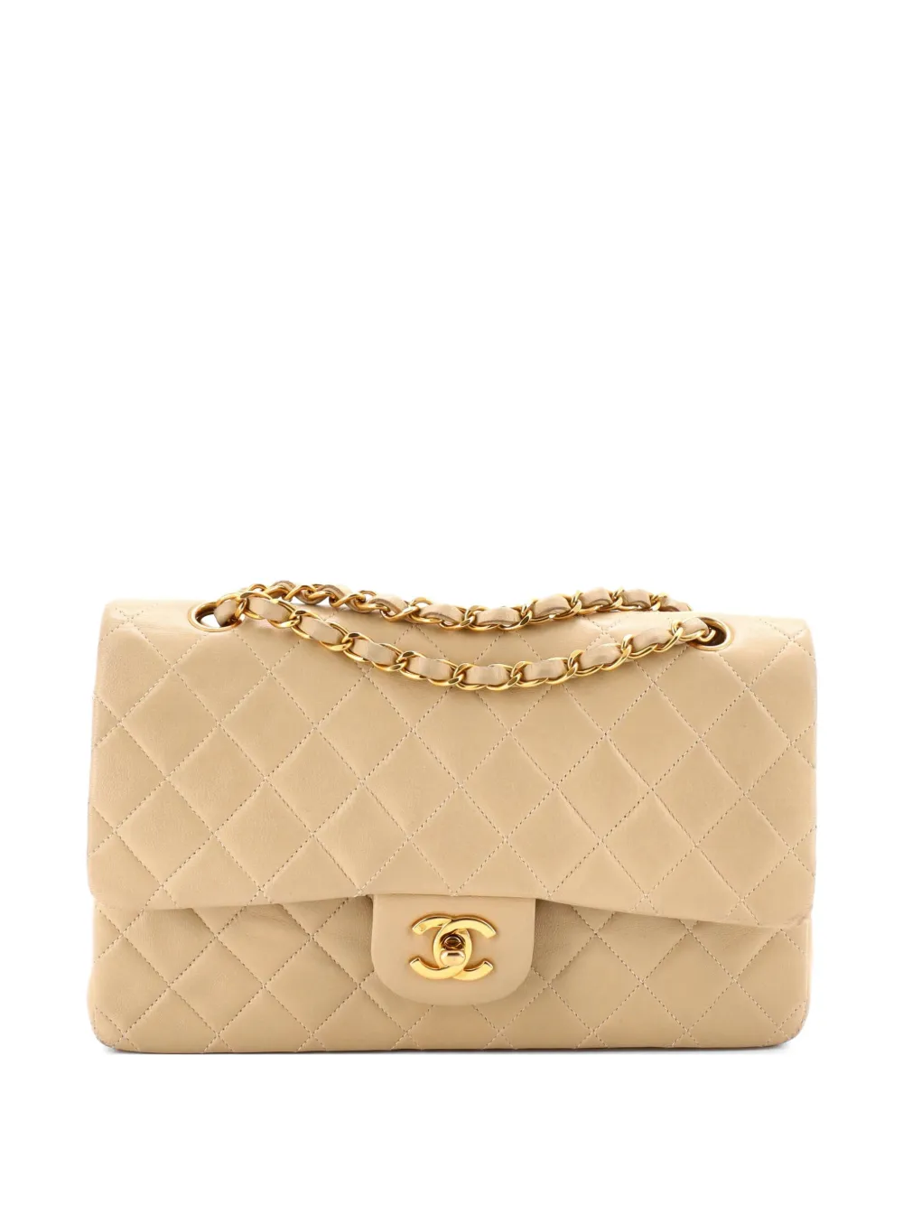 CHANEL Pre-Owned Classic Double Flap Bag Quilted Lambskin Medium shoulder bag - Toni neutri