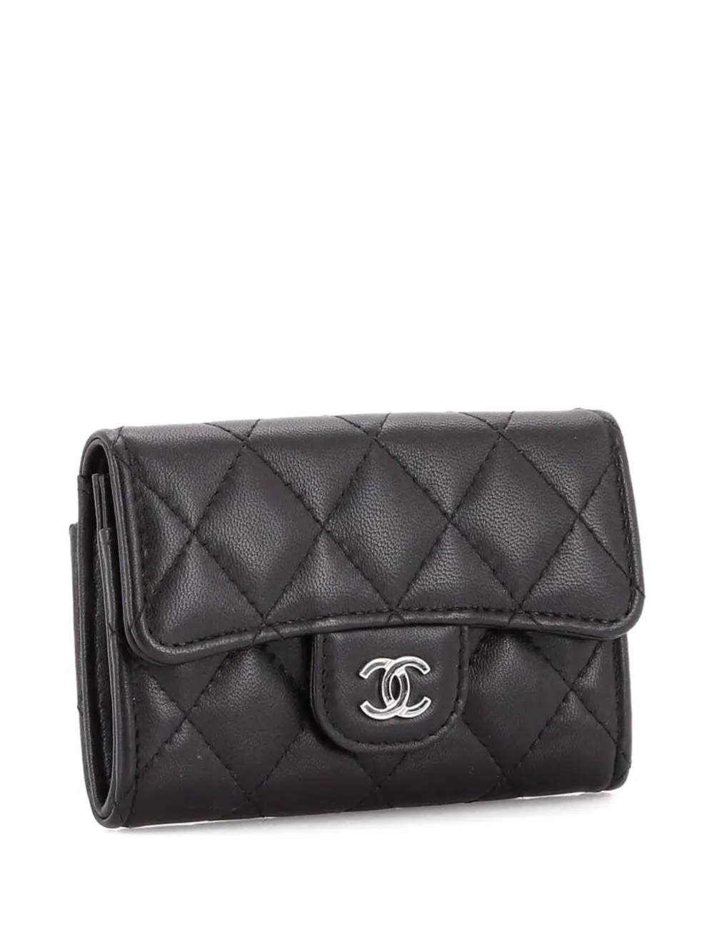  Chanel Pre-owned Classic Flap Case Quilted Lambskin Card Holder - Black 