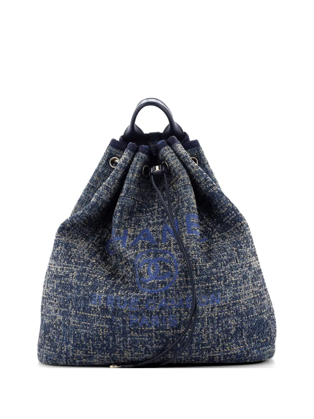 CHANEL Pre-Owned Deauville Raffia with Glitter Detail Large backpack - Blue