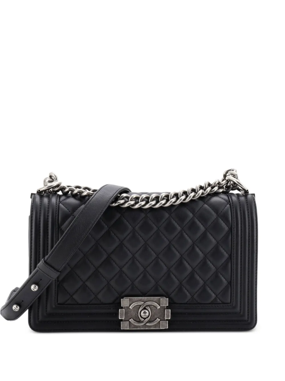 CHANEL Pre-Owned Boy Flap Bag Quilted Lambskin Old Medium shoulder bag - Nero