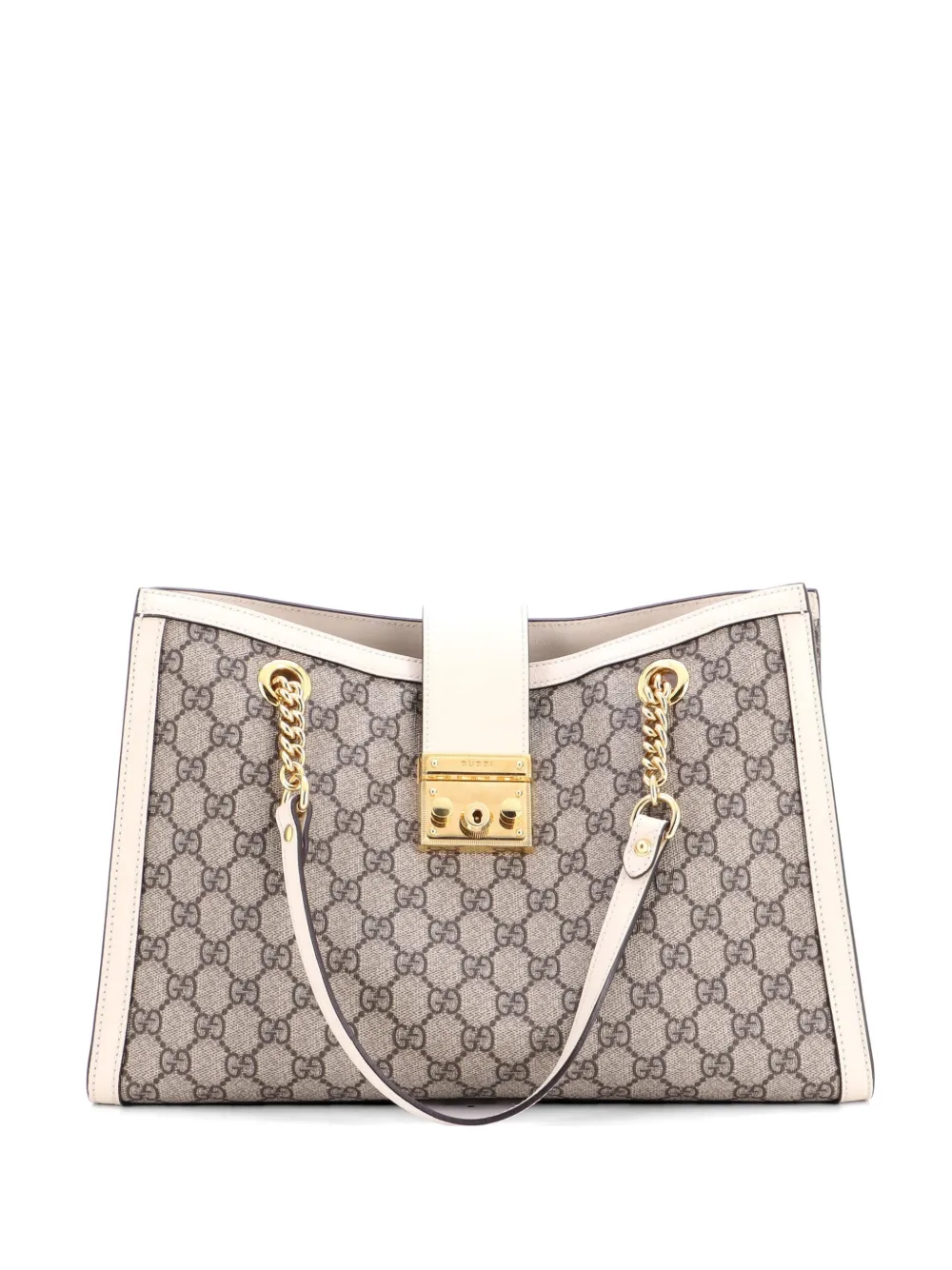 Gucci Pre-Owned Padlock Chain GG Coated Canvas with Leather Medium tote bag - Marrone