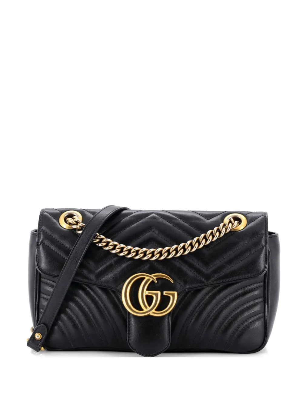 Gucci Pre-Owned GG Marmont Flap Bag Matelasse Leather Medium shoulder bag - Nero