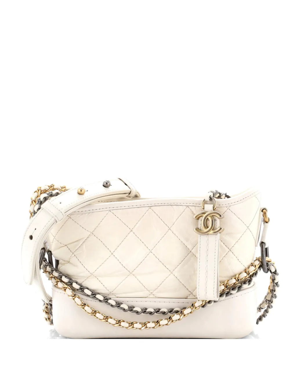 CHANEL Pre-Owned Gabrielle Quilted Aged Calfskin Small hobo bag - Toni neutri