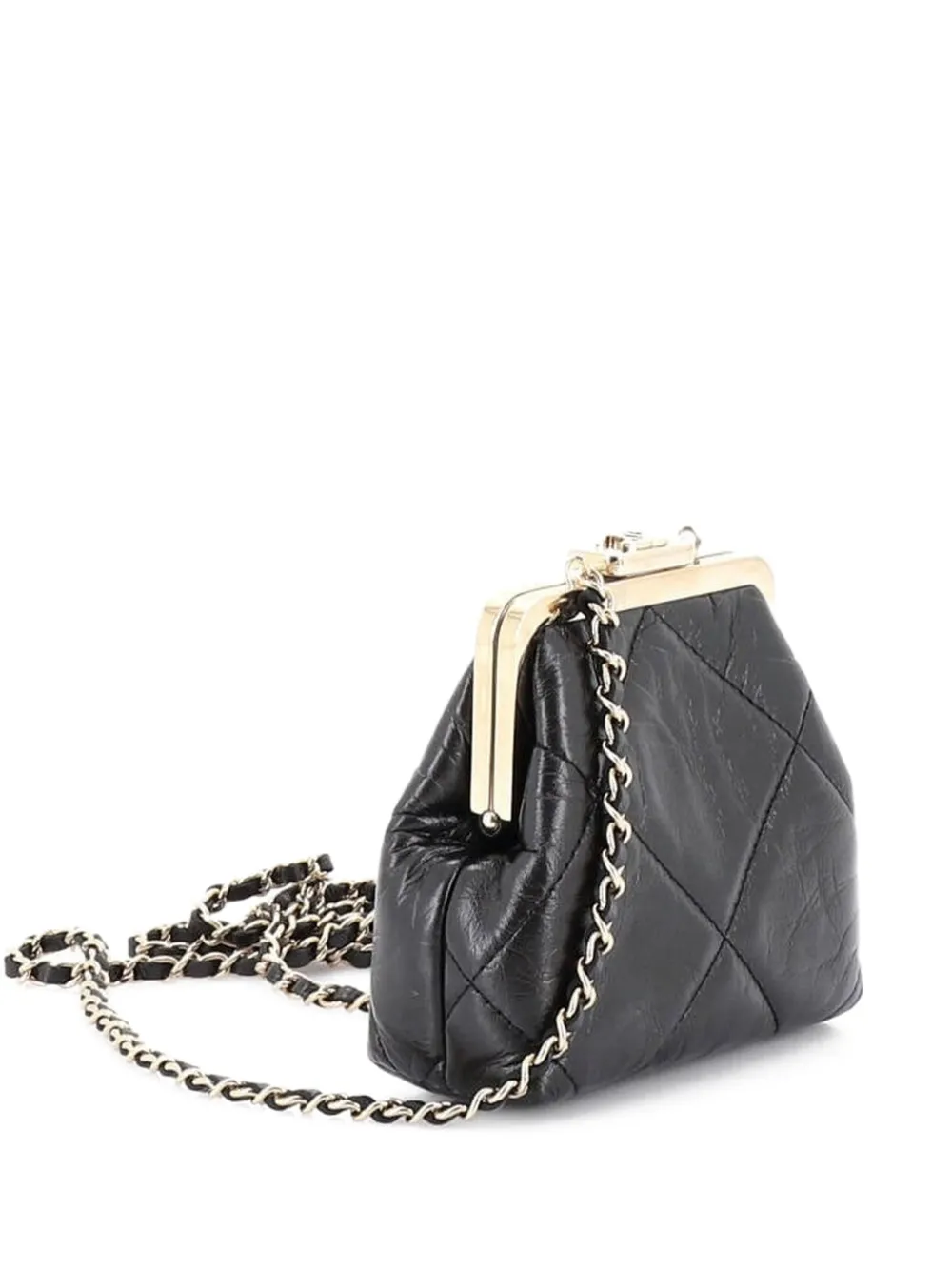 CHANEL Pre-Owned CC Kisslock Frame Clutch with Chain Quilted Lambskin Mini crossbody bag - Nero