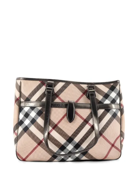Burberry Pre-Owned большая сумка-тоут Nickie из канваса в клетку Nova Check