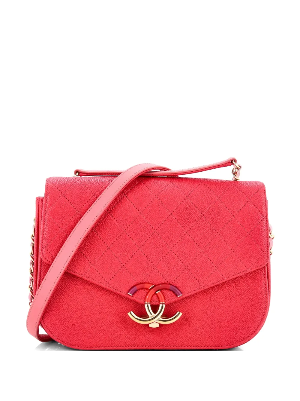 CHANEL Pre-Owned Thread Around Flap Bag Quilted Caviar Medium shoulder bag - Rosa