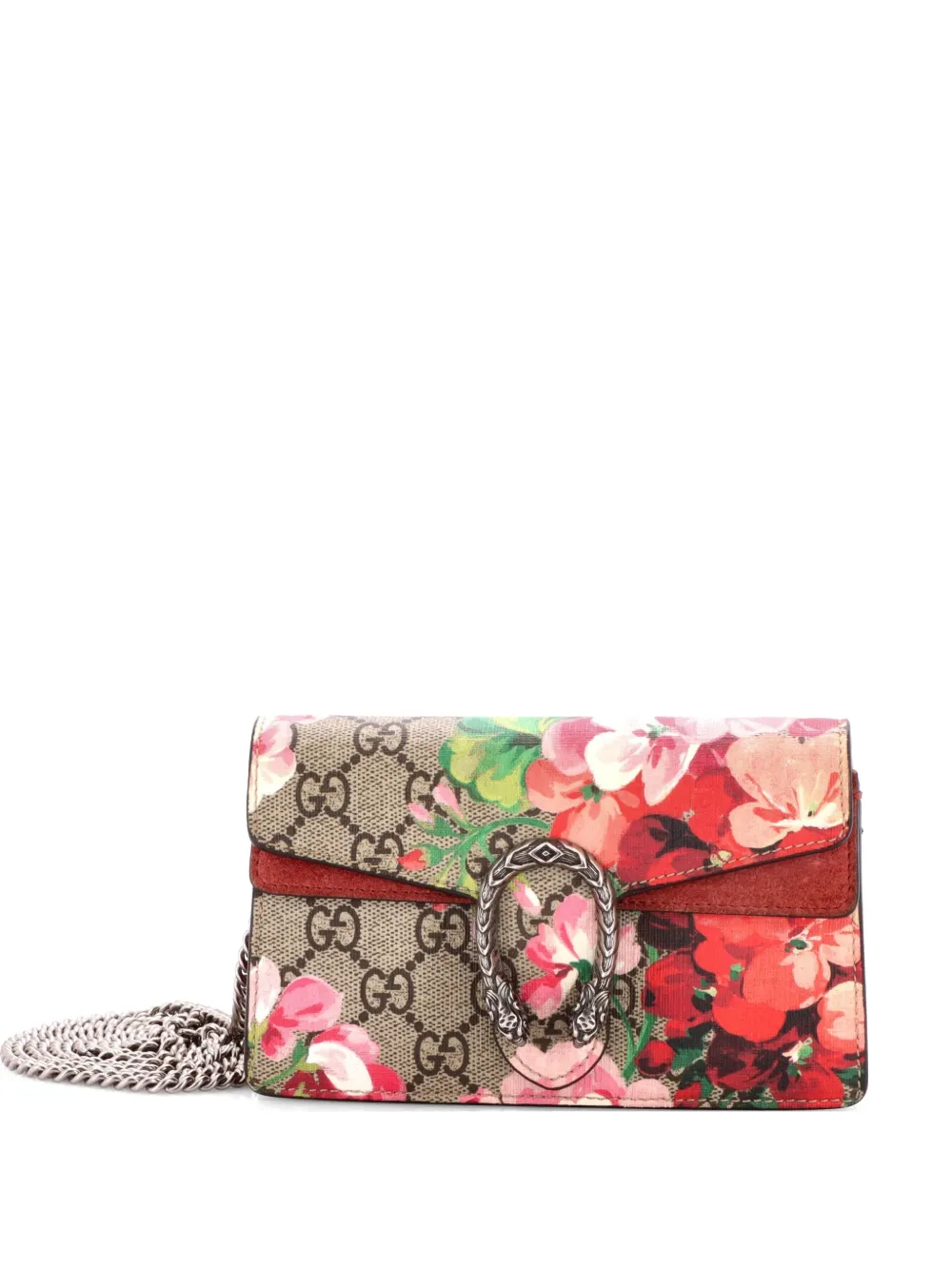 Gucci Pre-Owned Dionysus Bag Blooms Print GG Coated Canvas Super Mini crossbody bag - Marrone