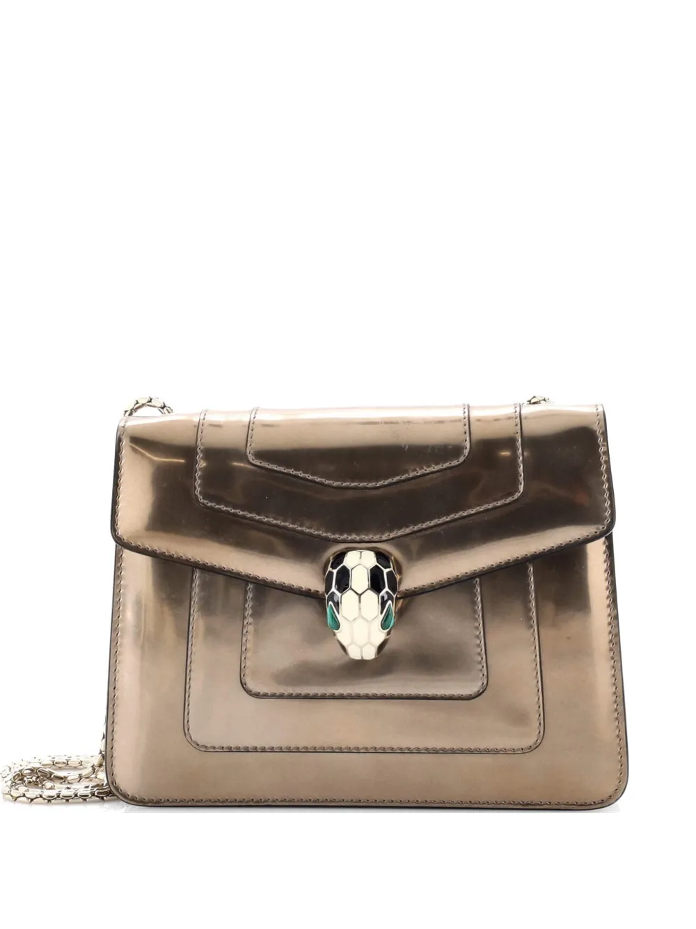 Bvlgari Pre-Owned Serpenti Forever Square Metallic Leather Small shoulder bag - Oro