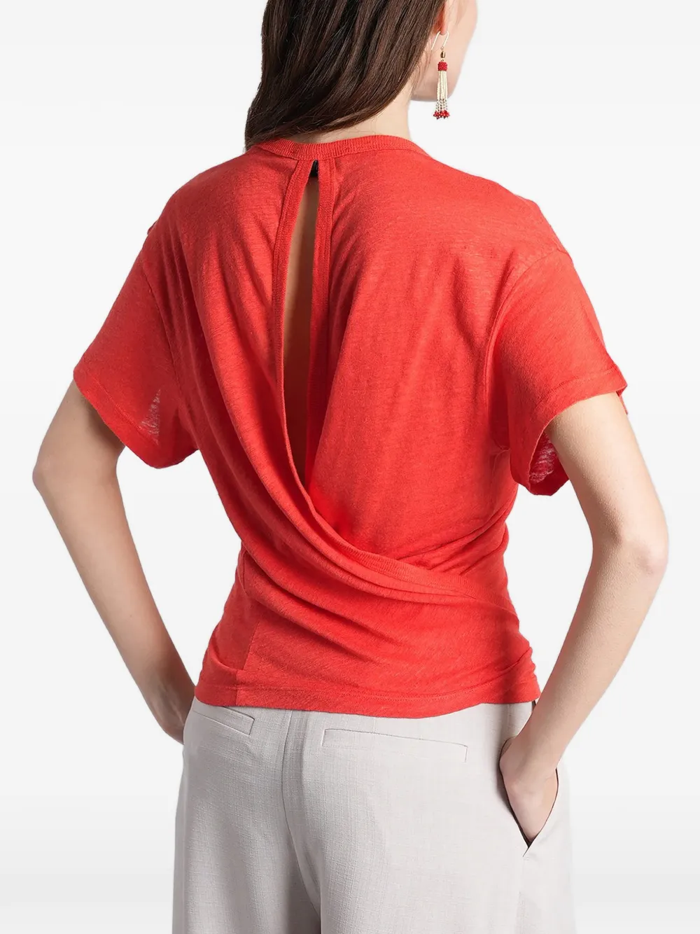 IRO Sorenza linnen T-shirt met gedraaid detail Rood