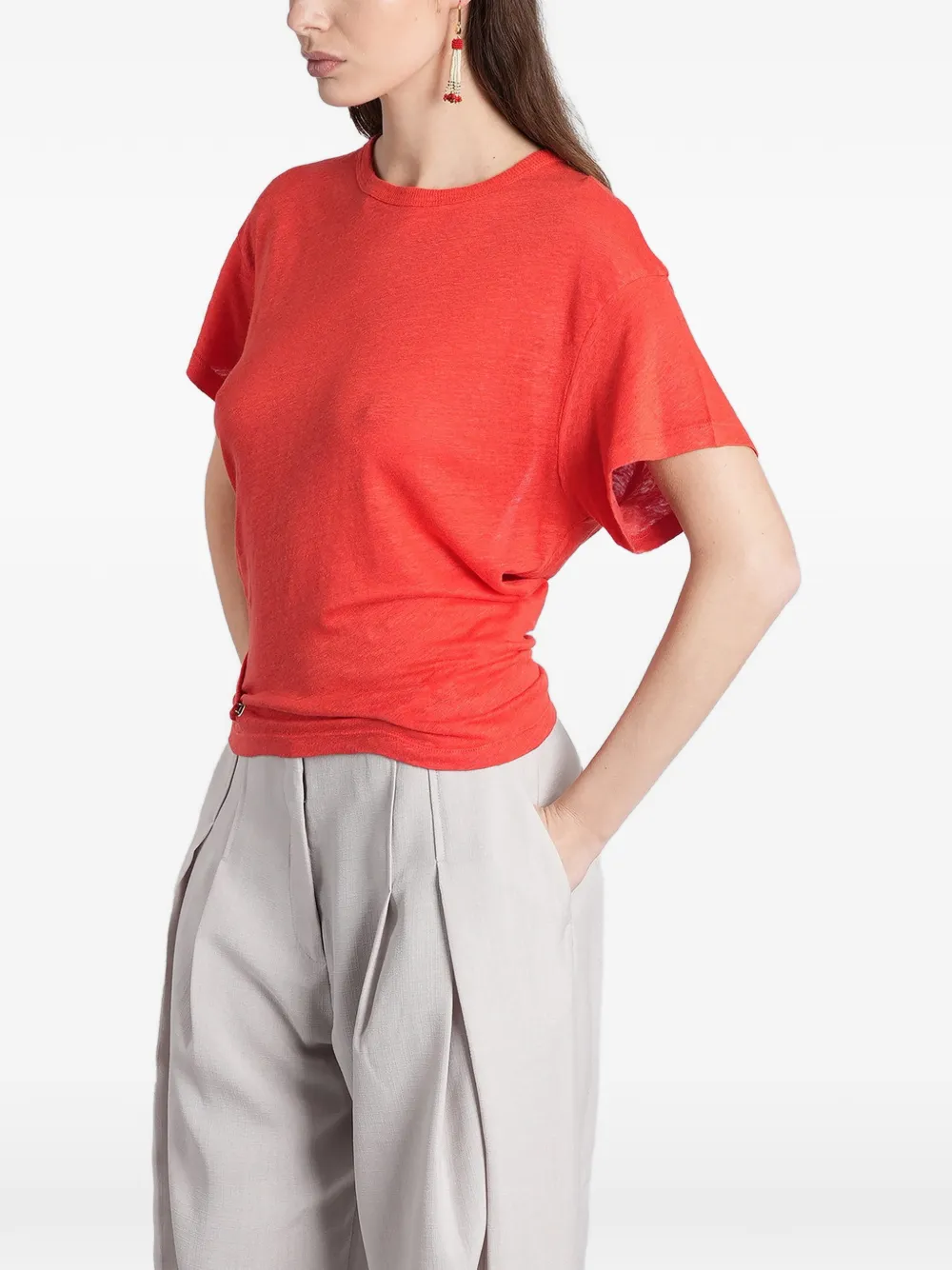 IRO Sorenza linnen T-shirt met gedraaid detail Rood