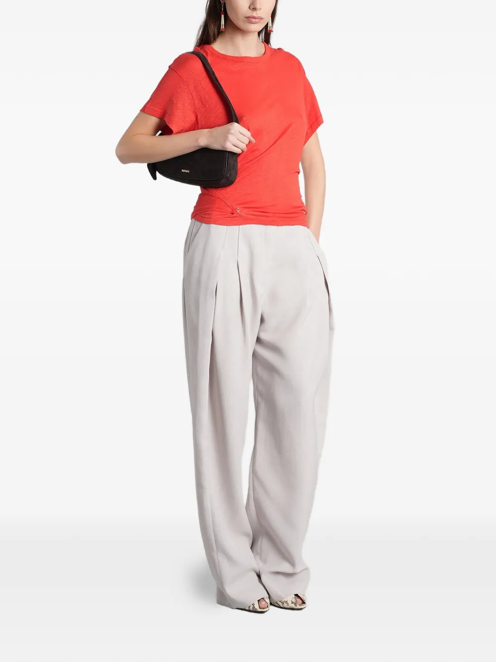IRO Sorenza linnen T-shirt met gedraaid detail Rood
