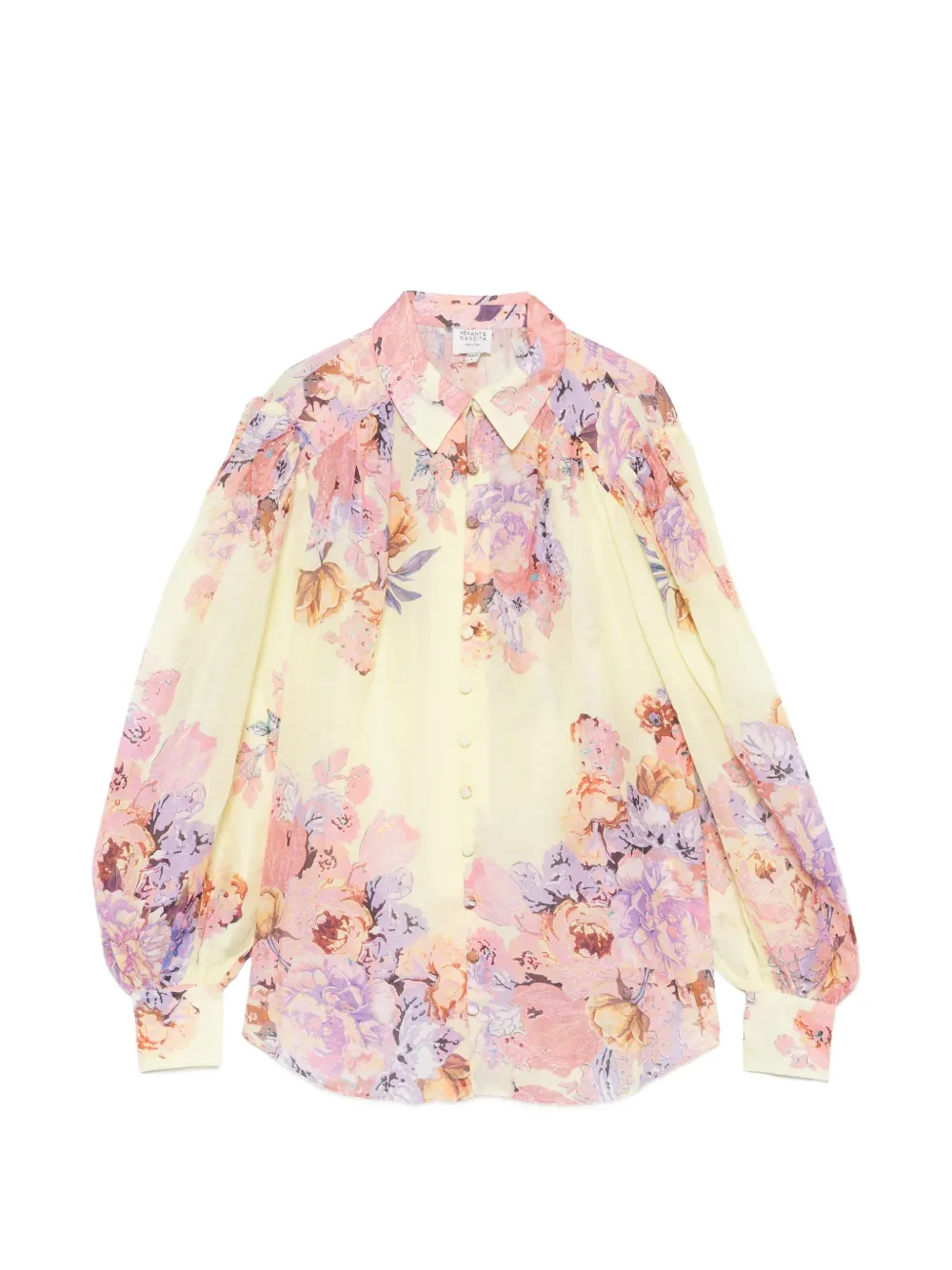 Hemant And Nandita Kysha floral-print puff-sleeve blouse - Giallo