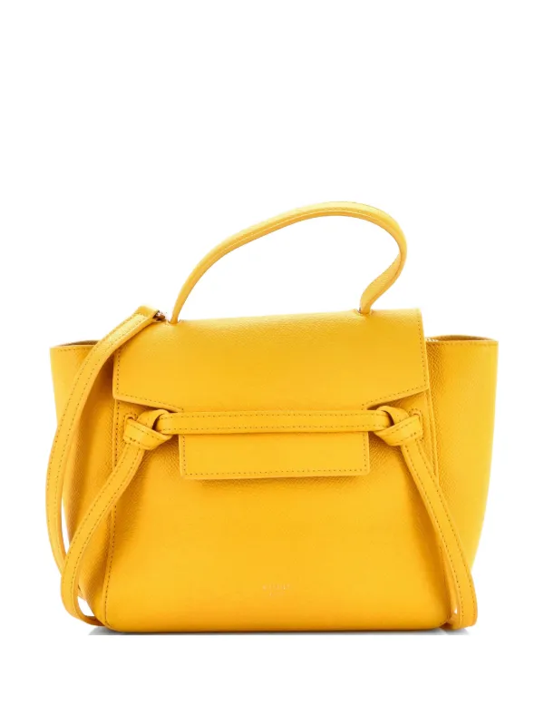 Celine Pre-owned Belt Bag Textured Leather Nano Shoulder Bag in Yellow