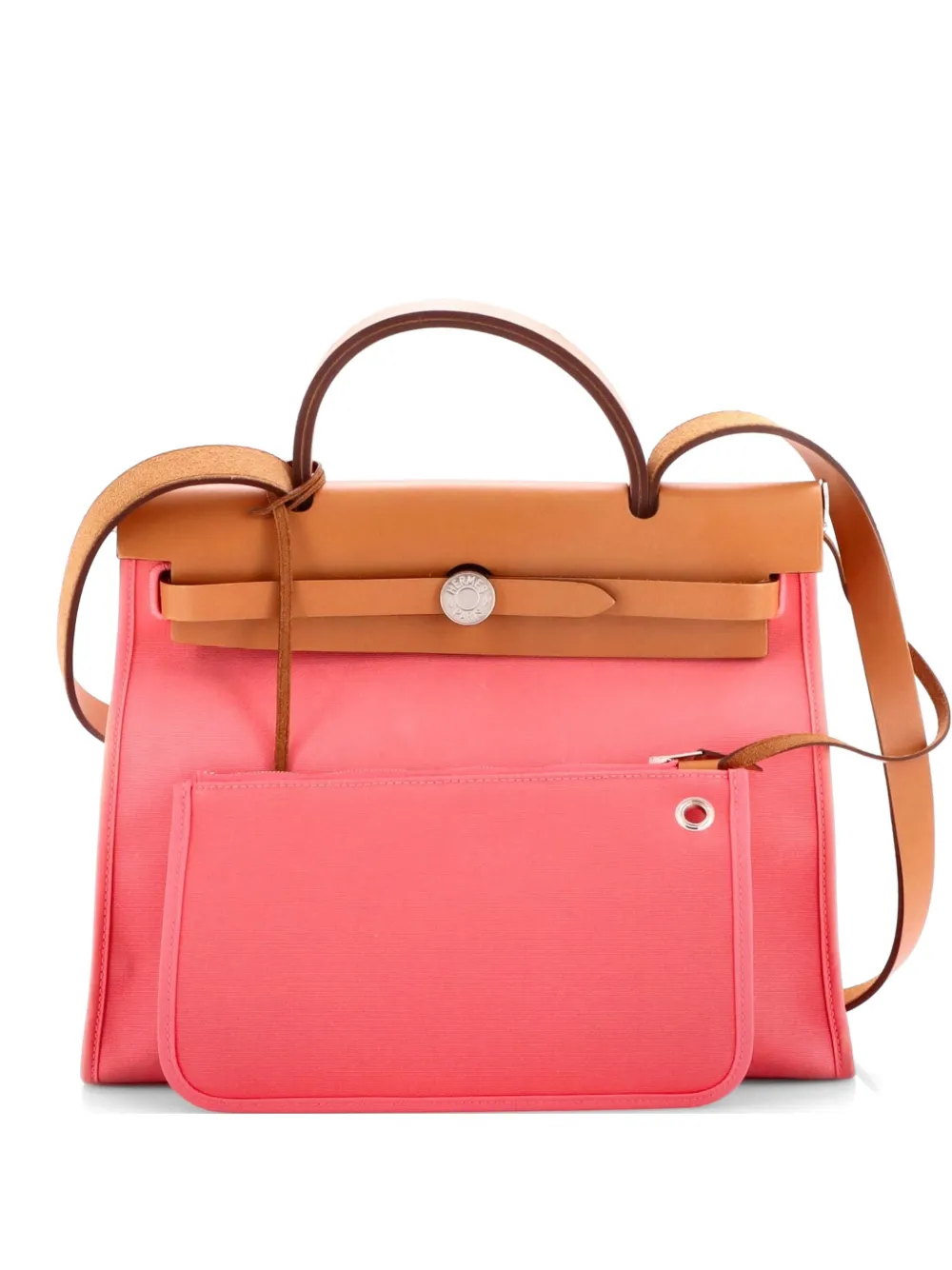 Hermès Pre-Owned Herbag Zip Leather and Toile 31 shoulder bag - Marrone