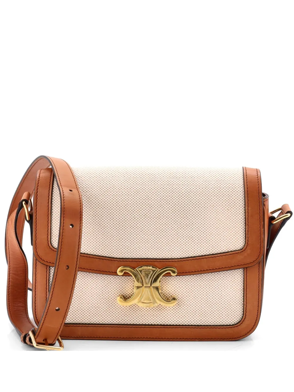 Celine Pre-Owned Triomphe Shoulder Bag Canvas with Leather Medium crossbody bag - Toni neutri