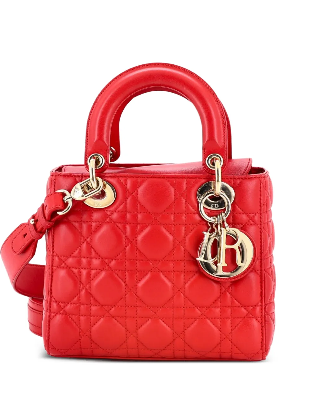 Christian Dior Pre-Owned My Lady Dior Bag Cannage Quilt Lambskin satchel - Rosso