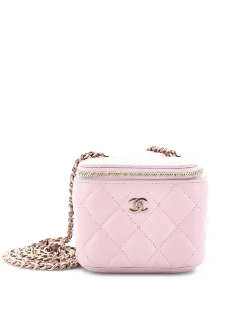 CHANEL Pre-Owned Classic Vanity Case with Chain Quilted Caviar Mini pouch