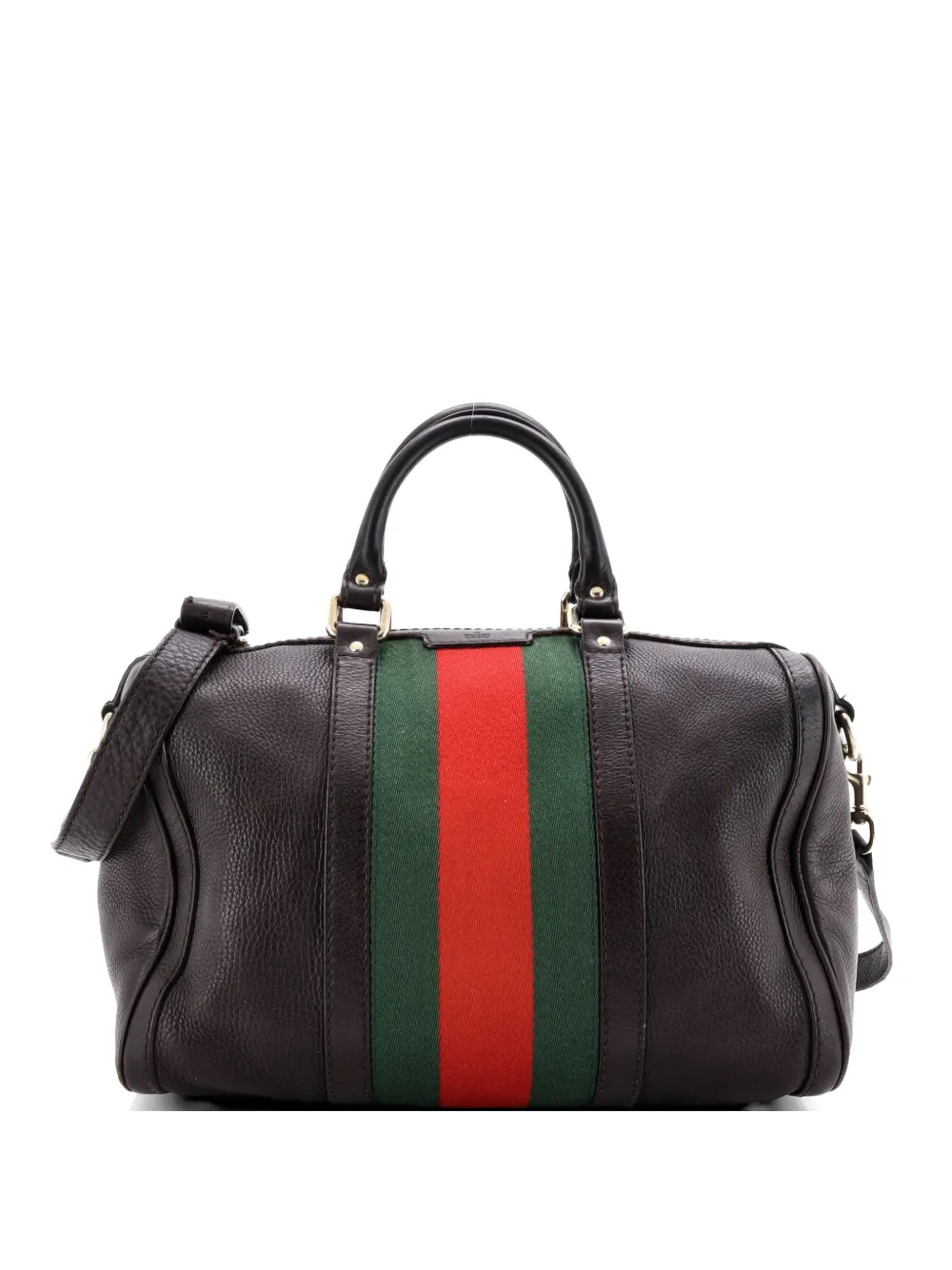 Gucci Pre-Owned Vintage Web Boston Bag Leather Medium satchel - Marrone