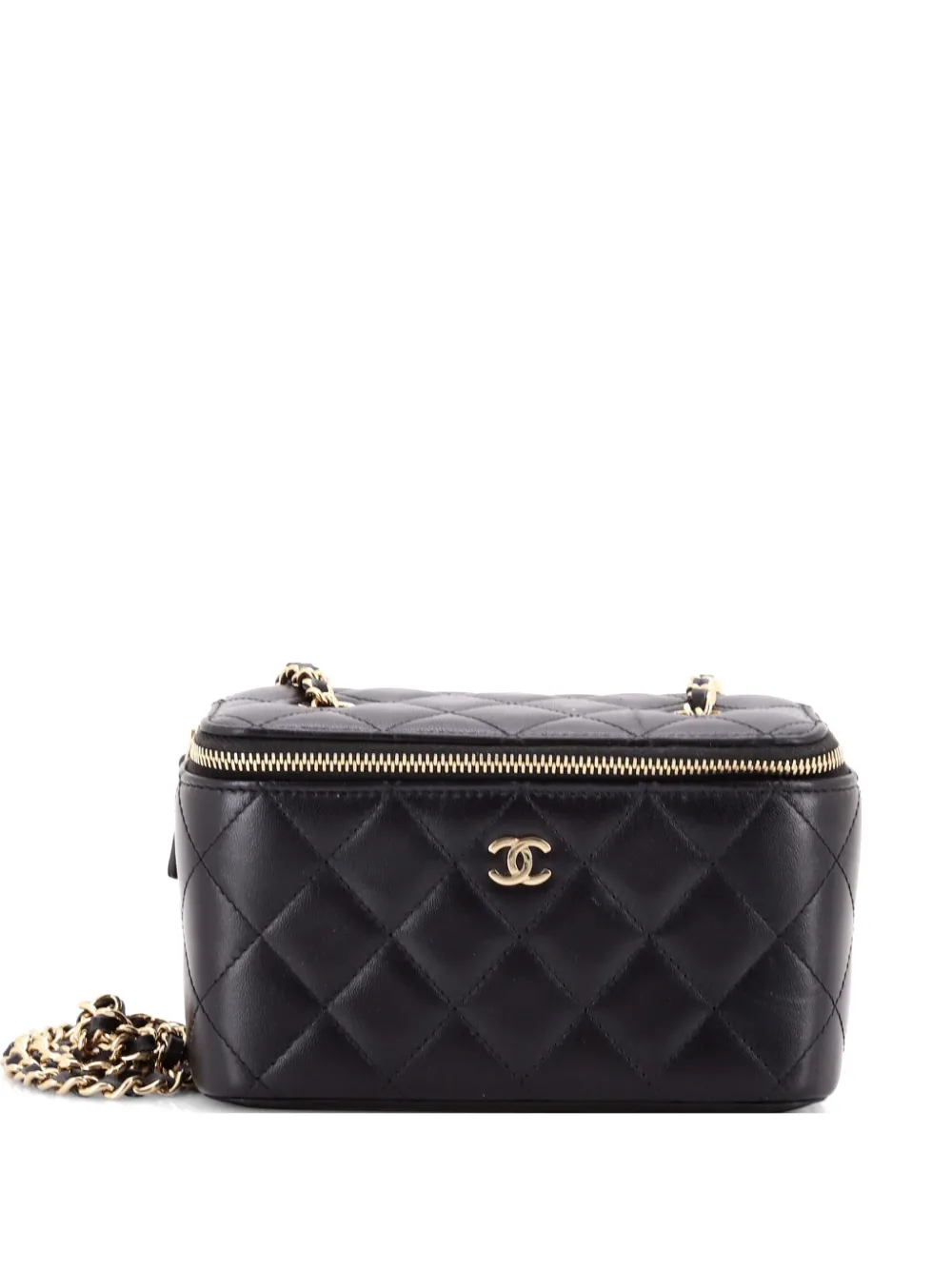 CHANEL Pre-Owned Classic Vanity Case with Chain Quilted Lambskin Small clutch bag - Nero