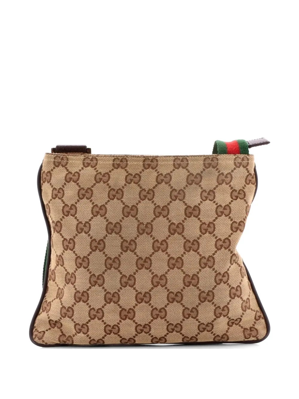 Gucci Pre-Owned Web Strap Zip Messenger Bag GG Canvas Small crossbody bag - Marrone