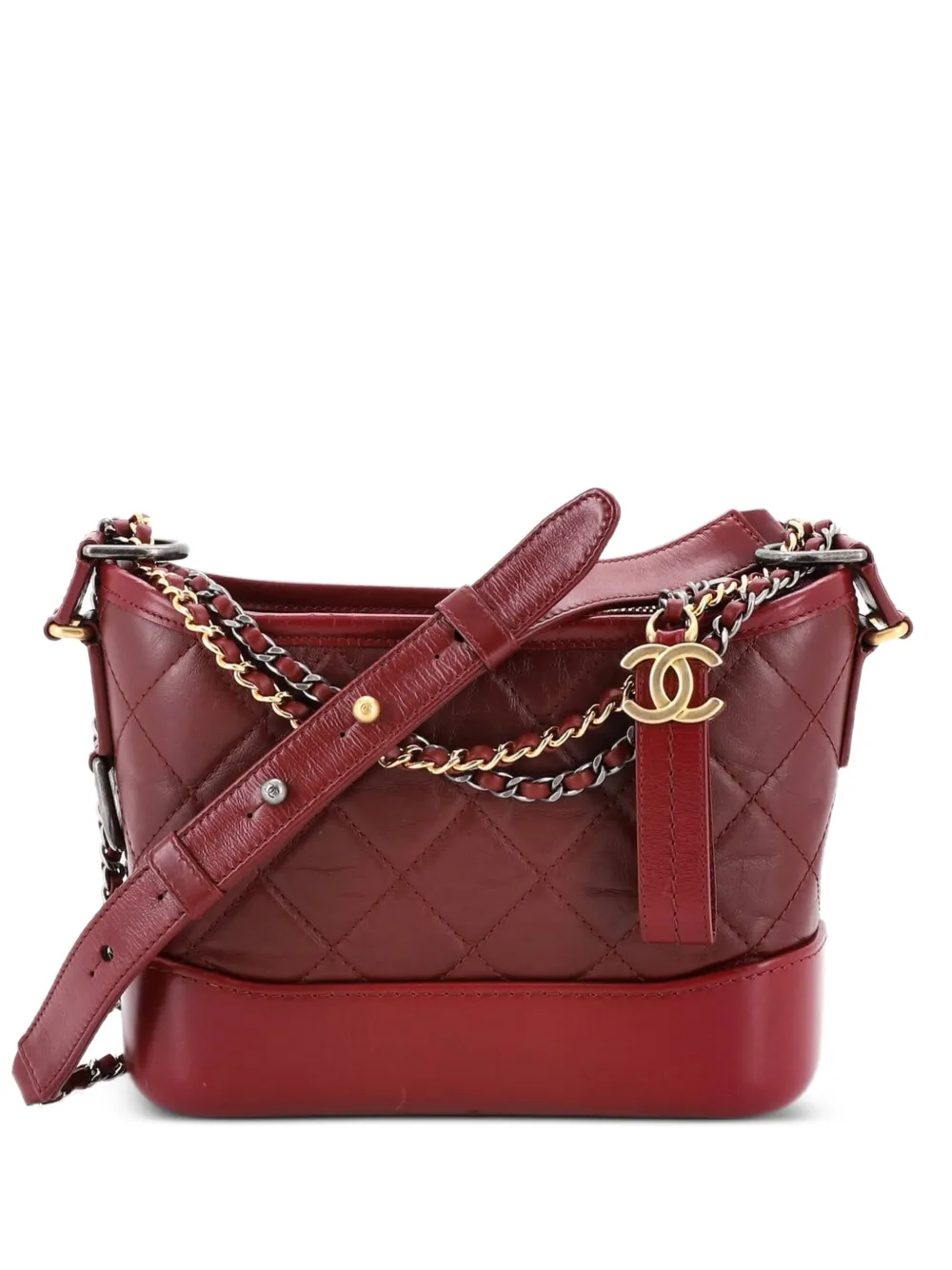 CHANEL Pre-Owned Gabrielle Quilted Aged Calfskin Small hobo bag - Rosso