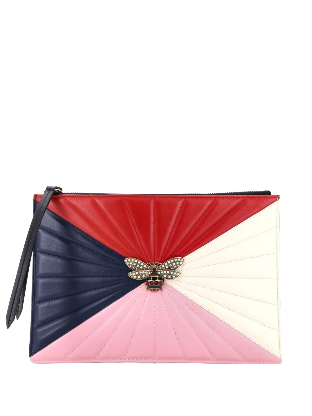 Gucci Pre-Owned Queen Margaret Bee Zip Pouch Colorblock Leather clutch bag - Multicolore