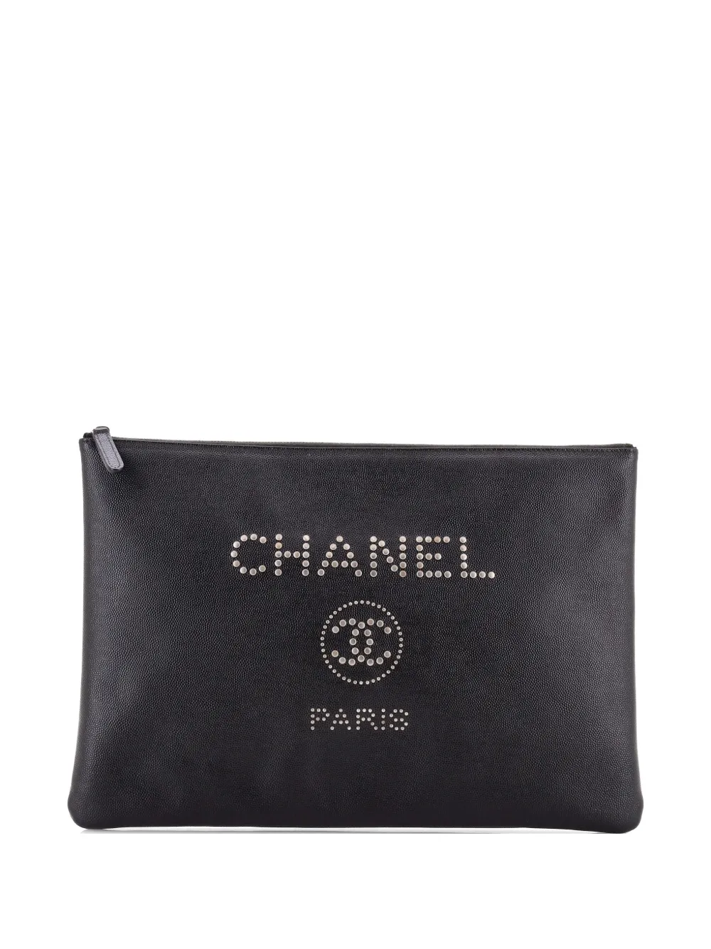 CHANEL Pre-Owned Deauville Pouch Studded Caviar Large clutch bag - Nero