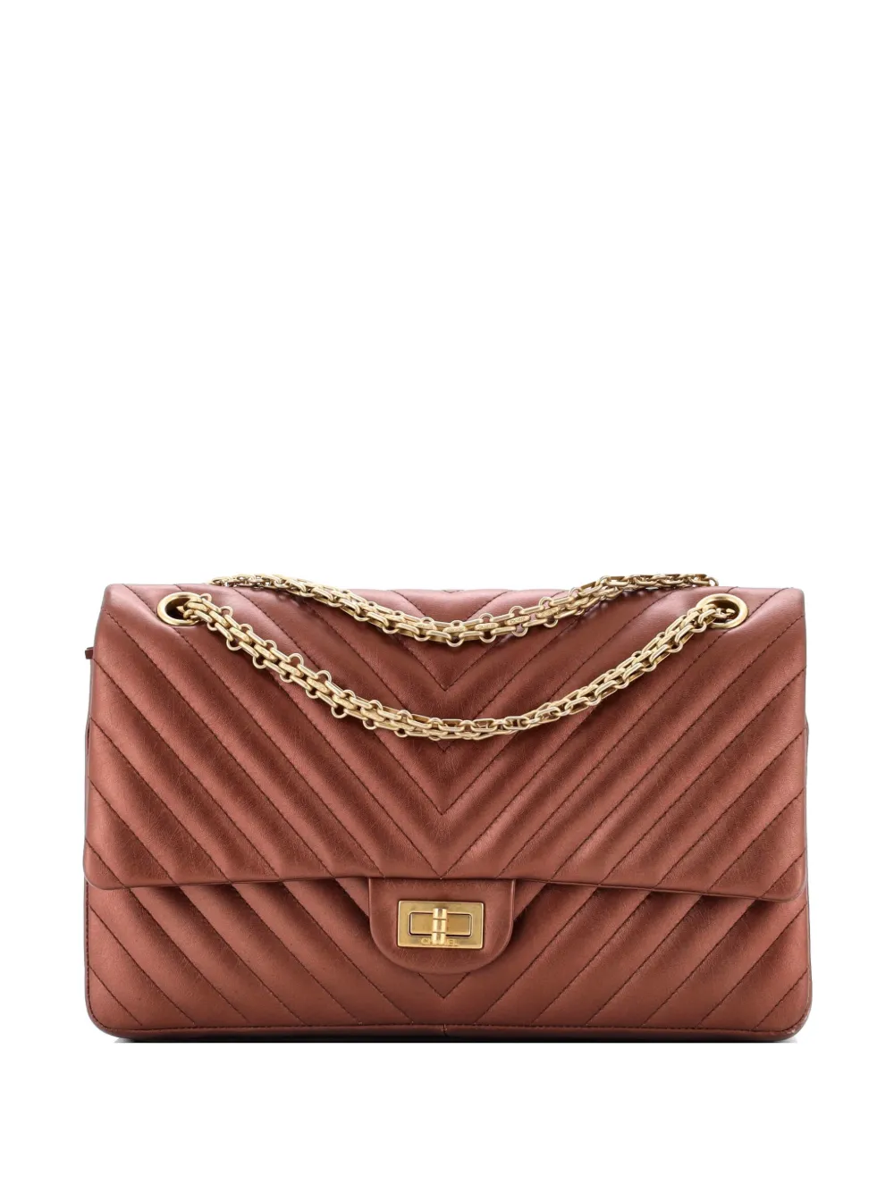 CHANEL Pre-Owned Reissue 2.55 Flap Bag Chevron Metallic Aged Calfskin 226 shoulder bag - Marrone