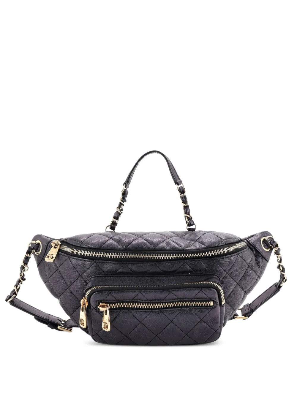 CHANEL Pre-Owned All About Waist Bag Quilted Iridescent Calfskin Medium belt bag - Nero